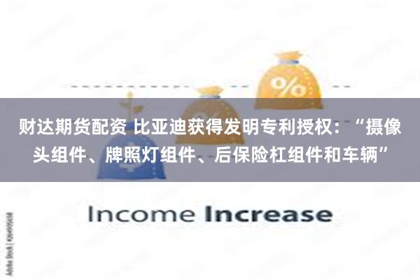 财达期货配资 比亚迪获得发明专利授权：“摄像头组件、牌照灯组件、后保险杠组件和车辆”