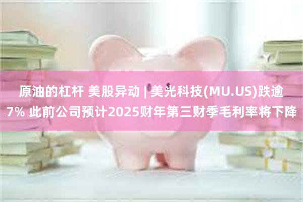原油的杠杆 美股异动 | 美光科技(MU.US)跌逾7% 此前公司预计2025财年第三财季毛利率将下降